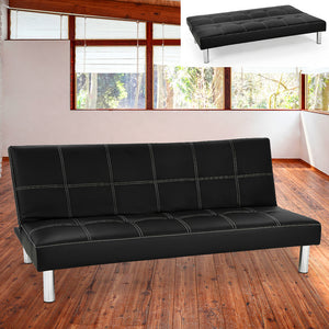 NNEDPE Sarantino 3 Seater Faux Leather Sofa Bed Couch - Black