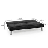 NNEDPE Sarantino 3 Seater Faux Leather Sofa Bed Couch - Black
