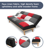 NNEDPE 3 Seater Modular Linen Fabric Wood Sofa Bed Couch - Multi-colour