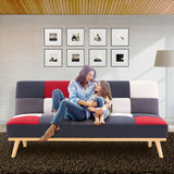 NNEDPE 3 Seater Modular Linen Fabric Wood Sofa Bed Couch - Multi-colour