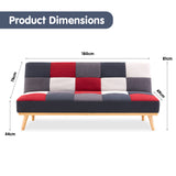 NNEDPE 3 Seater Modular Linen Fabric Wood Sofa Bed Couch - Multi-colour