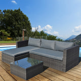 NNEDPE Malibu 3pc Outdoor Sofa Furniture Set with Chaise - Grey