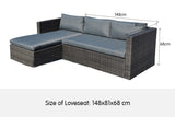 NNEDPE Malibu 3pc Outdoor Sofa Furniture Set with Chaise - Grey