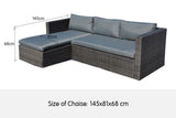 NNEDPE Malibu 3pc Outdoor Sofa Furniture Set with Chaise - Grey