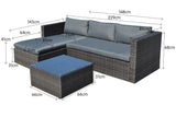 NNEDPE Malibu 3pc Outdoor Sofa Furniture Set with Chaise - Grey