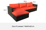 NNEDPE Malibu 3pc Outdoor Sofa Furniture Set with Chaise - Orange