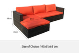 NNEDPE Malibu 3pc Outdoor Sofa Furniture Set with Chaise - Orange