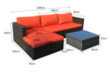 NNEDPE Malibu 3pc Outdoor Sofa Furniture Set with Chaise - Orange