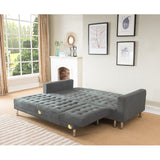 NNEDPE Sarantino Faux Velvet Corner Wooden Sofa Bed Couch with Chaise - Grey