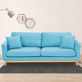 NNEDPE Sarantino 3 Seater Faux Velvet Wooden Sofa Bed Couch Furniture - Blue