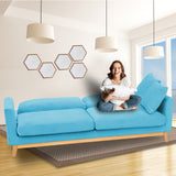 NNEDPE Sarantino 3 Seater Faux Velvet Wooden Sofa Bed Couch Furniture - Blue