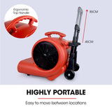 NNEMB Carpet Floor Dryer Air Mover Blower Fan-3-Speed-1400CFM-Commercial/Home-Telescopic Handle and Wheels
