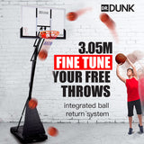 NNEMB Portable Basketball Stand System Hoop Height Adjustable Net Ring Slam