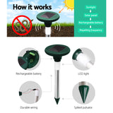 NNEDSZ Snake Repeller Set of 12 Solar LED Pulse Plus Ultrasonic Pest Rodent Repellent