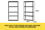 NNEDPE 5 Shelf Storage Rack - Galvanized Steel 180x90cm
