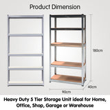 NNEDPE 5 Shelf Adjustable Storage Rack Work Table Galvanized Steel 180x90cm