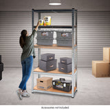 NNEDPE 5 Shelf Adjustable Storage Rack Work Table Galvanized Steel 180x90cm