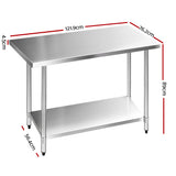 NNEDSZ 1219 x 762mm Commercial Stainless Steel Kitchen Bench
