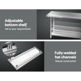 NNEDSZ 1524 x 762mm Commercial Stainless Steel Kitchen Bench with 4pcs Castor Wheels