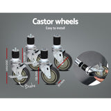 NNEDSZ 1524 x 762mm Commercial Stainless Steel Kitchen Bench with 4pcs Castor Wheels