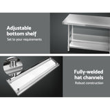 NNEDSZ 1829 x 762mm Commercial Stainless Steel Kitchen Bench with 4pcs Castor Wheels