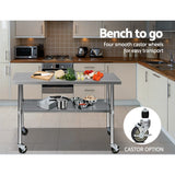 NNEDSZ 430 Stainless Steel Kitchen Benches Work Bench Food Prep Table with Wheels 1219MM x 610MM