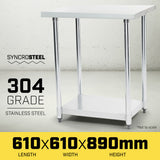 NNEDPE 304 Stainless Steel Prep Kitchen Work Bench 610 x 610mm