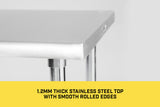 NNEDPE 304 Stainless Steel Prep Kitchen Work Bench 762 x 610mm