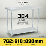 NNEDPE 304 Stainless Steel Prep Kitchen Work Bench 762 x 610mm