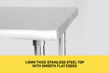 NNEDPE 304 Stainless Steel Kitchen Prep Bench Table 610 x 1829