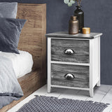 NNEDSZ 2x Bedside Table Nightstands 2 Drawers Storage Cabinet Bedroom Side Grey