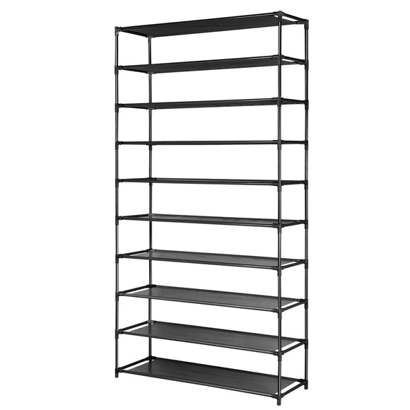 NNEDSZ 50 Pairs 10 Tier Shoe Rack Metal Shelf Holder Stackable Portable Black