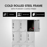 NNEMB 12-Door Metal Storage Lockers-for Gym-Office-Light Grey