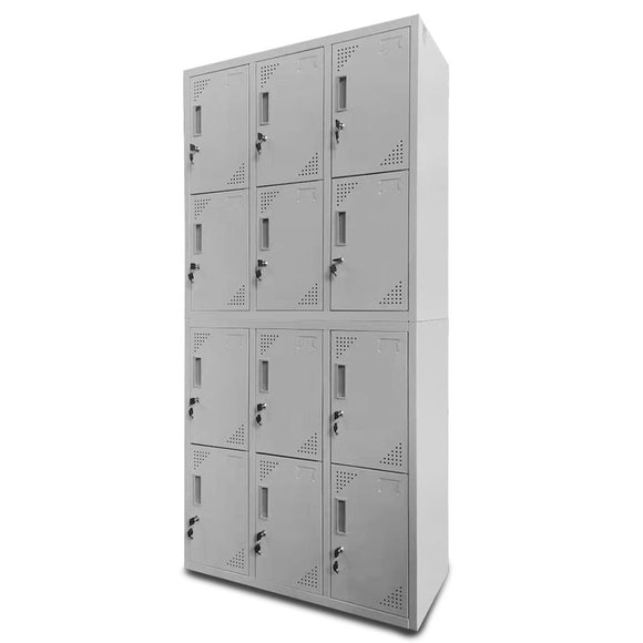 NNEMB 12-Door Metal Storage Lockers-for Gym-Office-Light Grey