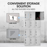 NNEMB 12-Door Metal Storage Lockers-for Gym-Office-Light Grey