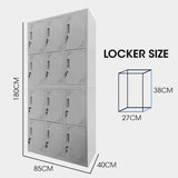 NNEMB 12-Door Metal Storage Lockers-for Gym-Office-Light Grey