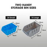 NNEMB 39 Parts Bin Rack Storage System Floor Mount-Blue