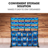 NNEMB 39 Parts Bin Rack Storage System Floor Mount-Blue
