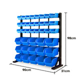 NNEMB 39 Parts Bin Rack Storage System Floor Mount-Blue