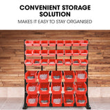 NNEMB 39 Parts Bin Rack Storage System Floor Mount-Red