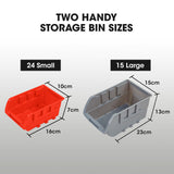 NNEMB 39 Parts Bin Rack Storage System Floor Mount-Red