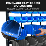 NNEMB 52 Parts Bin Rack Storage System Mobile Double-Sided-Blue