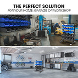NNEMB 52 Parts Bin Rack Storage System Mobile Double-Sided-Blue