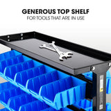 NNEMB 52 Parts Bin Rack Storage System Mobile Double-Sided-Blue