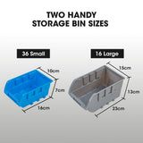 NNEMB 52 Parts Bin Rack Storage System Mobile Double-Sided-Blue