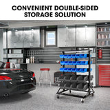 NNEMB 52 Parts Bin Rack Storage System Mobile Double-Sided-Blue