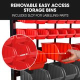 NNEMB 52 Parts Bin Rack Storage System Mobile Double-Sided-Red
