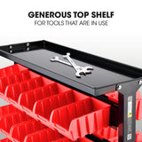 NNEMB 52 Parts Bin Rack Storage System Mobile Double-Sided-Red
