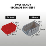 NNEMB 52 Parts Bin Rack Storage System Mobile Double-Sided-Red