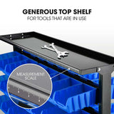 NNEMB 94 Parts Bin Rack Storage System Mobile Double-Sided-Blue